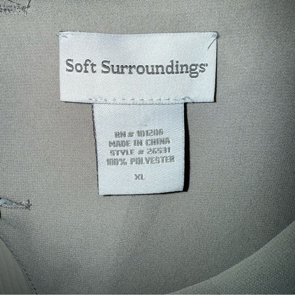 Soft Surroundings Tiered Ruffle Flare Sleeve Top Gray Grey XL - Picture 4 of 4